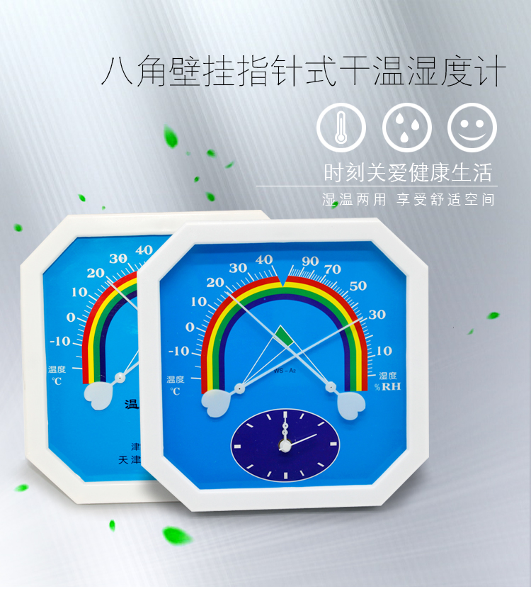 八角壁挂指针式干温湿度计温湿度表工业高精度家用室内药房大棚-图2