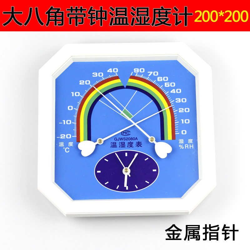 八角壁挂指针式干温湿度计温湿度表工业高精度家用室内药房大棚-图1