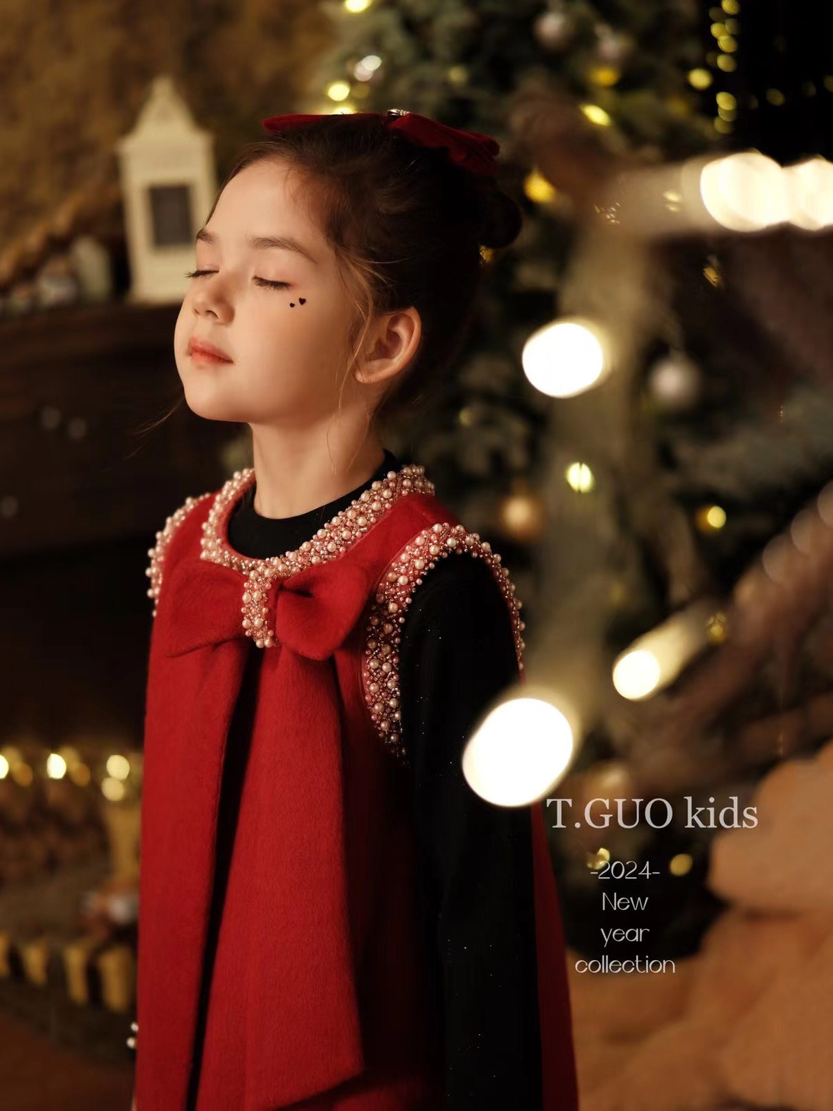 女童毛呢新年A字背心裙2025冬装新款韩版蝴蝶结公主红呢子连衣裙,淘宝优惠券,粉丝福利购,淘宝优惠卷