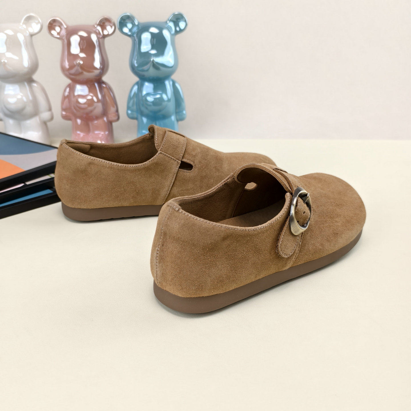 真皮勃肯鞋女2025秋季新款圆头平底舒适百搭单鞋防滑软底深口女鞋,淘宝优惠券,粉丝福利购,淘宝优惠卷