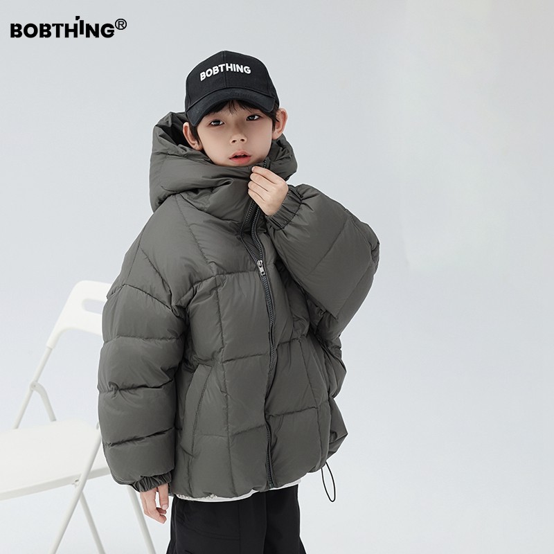 儿童简约廓形羽绒服轻三防90白鸭绒面包服男童加厚连帽外套童装潮,淘宝优惠券,粉丝福利购,淘宝优惠卷