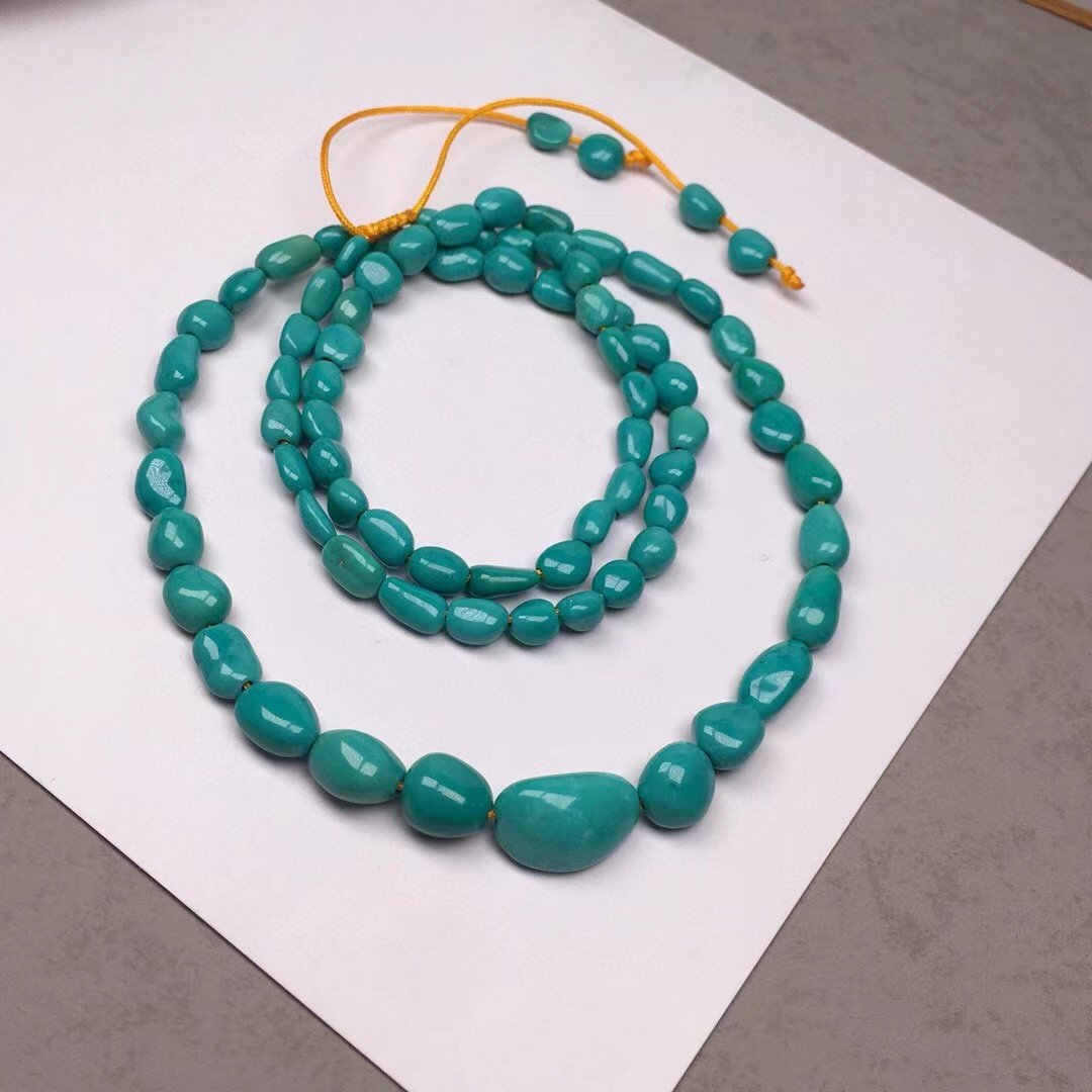 湖北原矿无优化绿松石玉化料糖豆项链毛衣链男女款高瓷绿附证书,淘宝优惠券,粉丝福利购,淘宝优惠卷