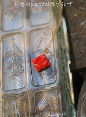 老琉璃宝石吊坠香膏相片盒项链