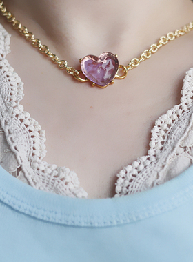 法产巴黎琉璃糖果色鸽项链