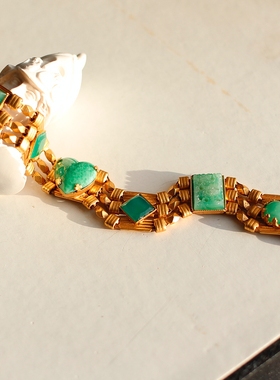 Askew London正品仿翡翠中古董艺术高级珠宝欧美年代手链vintage