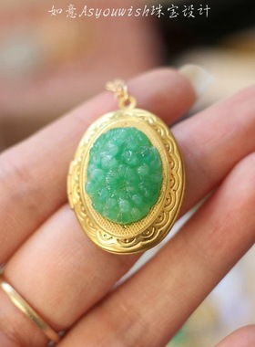 如意|翡冷翠西洋回流复古董老货vintage吊坠香膏盒照片相片盒项链