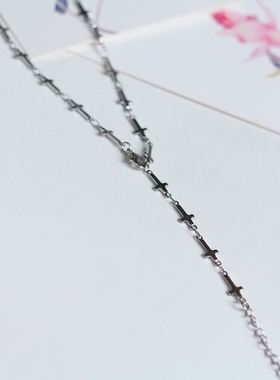 欧美国意大利进口淡水珍珠钛钢男女中性风十字架不易掉色项链套装