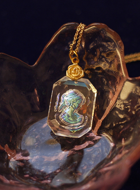 幻彩cameo玻璃中古项链vintage
