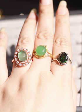 新年发财绿欧美意大利中古董穆拉诺老琉璃vintage活口可调节戒指