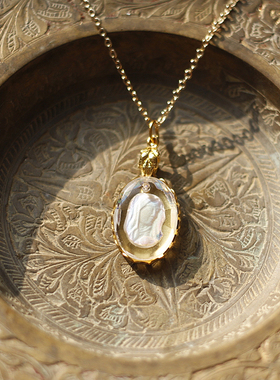 西德回流老琉璃中古董吊坠项链