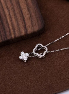 两戴幸运四叶草项链女吊坠可拆卸