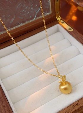 18K真金电镀苹果吊坠项链时尚