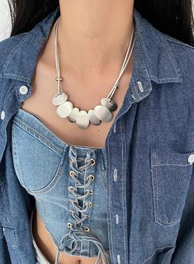 夸张欧美气质几何圆环百搭锁骨链