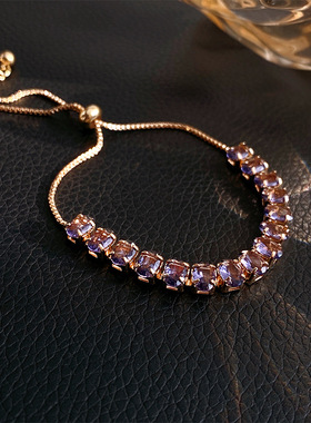 抽拉式精致椭圆手链锆石轻奢