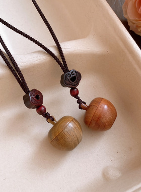 复古民族风编织绳木质苹果项链