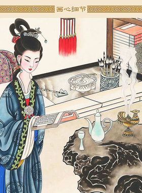 李清照人物画像 易安居士古代才女绢布卷轴挂画 复古装饰画定制
