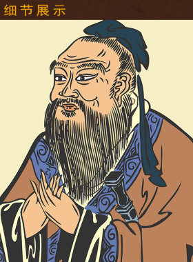 孔子画像人物画书房装饰画卷轴