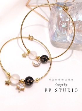 少女心原创梦幻星月烫金饰品手环