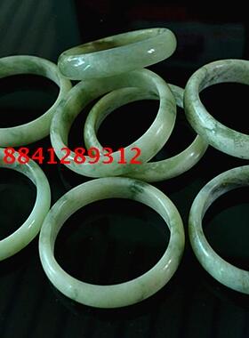 绿花手镯58-65mm带盒天然岫玉