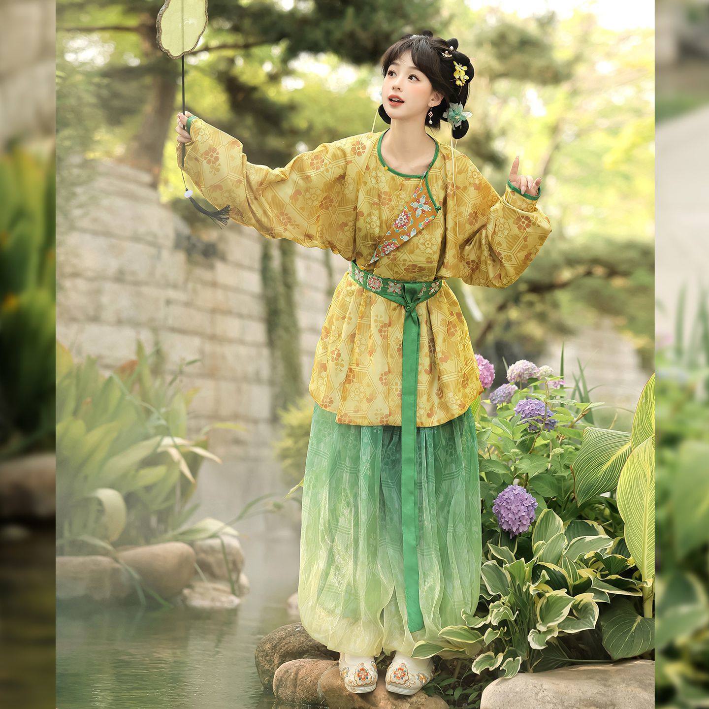 唐制原创汉服女2026春秋绣花短款圆领袍灯笼裤中国风日常通勤套装,淘宝优惠券,粉丝福利购,淘宝优惠卷