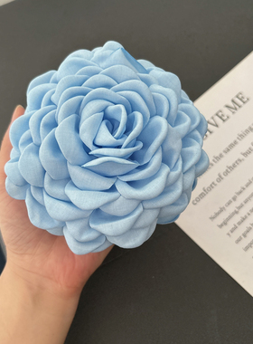 蓝色玫瑰花抓夹女头花