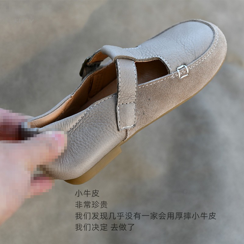 女童真皮儿童鞋春秋款透气单鞋校园黑皮鞋新款宝宝小女孩软牛皮潮 - 图1