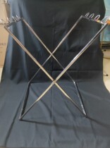 Oversized stainless steel folding shelf bag brace holder