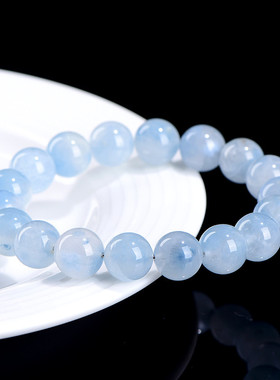 久雅水晶  天然蓝兔毛发团团圆珠手链 蓝色兔毛发晶散珠手串 批发