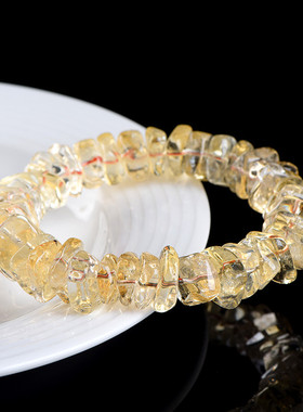 久雅水晶 天然黄水晶随型石手链 随形黄水晶手串 厂家直销