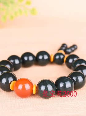 保真新疆和田玉手串黑青玉转运珠手链男女款天然玉石手链佛珠手串