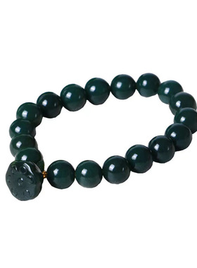 和田玉圆珠手链男女简约莲蓬坠子