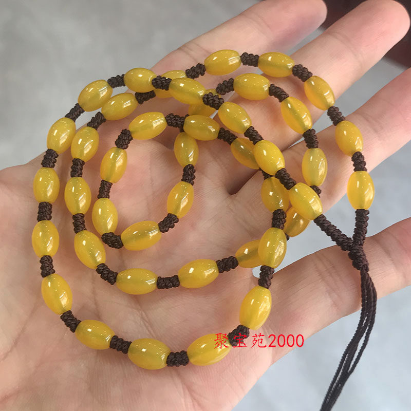 天然黄玛瑙项链男女黄玉髓米珠挂链本命年水晶挂件绳黄龙玉手工链,淘宝优惠券,粉丝福利购,淘宝优惠卷