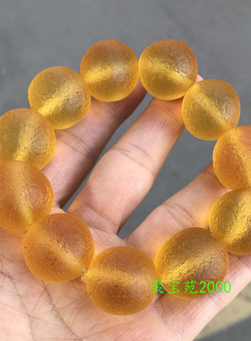 沙漠彩色玻璃陨石手链奇石观赏石原石磨砂手串男女大气转运首饰品