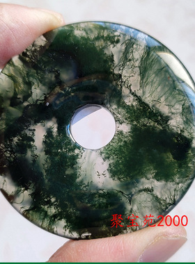天然水草玛瑙平安扣吊坠苔藓玛瑙玉髓无事牌圆牌男女款挂坠毛衣坠