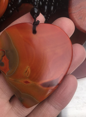战国红玛瑙心形吊坠项链挂坠