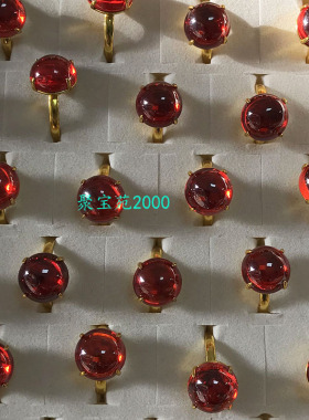 天然锆石戒指红宝石女戒紫水晶镶嵌活口调节戒圈锆石蛋面简约指环