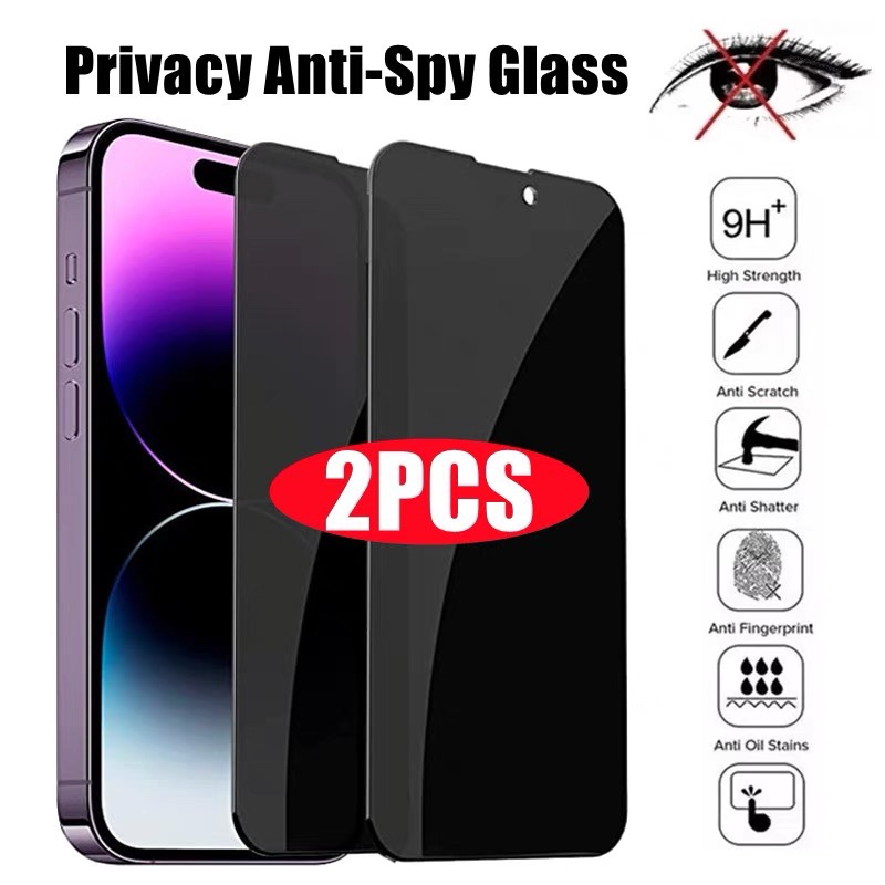 2PCS Privacy Screen Protector for IPhone 15 14 11 12 13 Pro适用于苹果15 15plus防窥膜iphoneSE第三代 - 图0