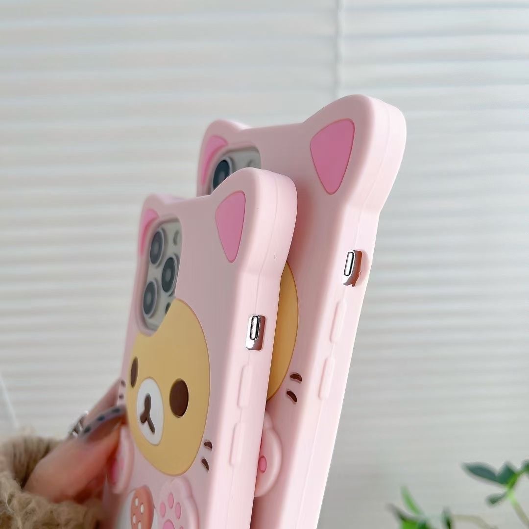 Cute Plum Blossom Footprint Bear Silicone Case for iPhone 14promax 12 13pro case适用苹果11手机保护壳-图2