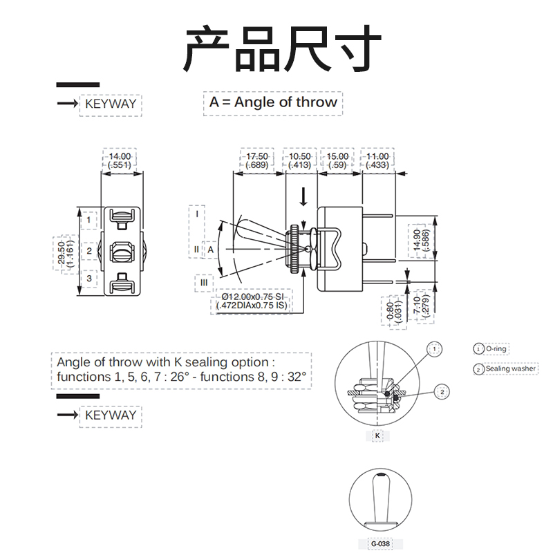 APEM639H开关 3脚3档钮子摇头摇臂开关 12MM15A 250V - 图1