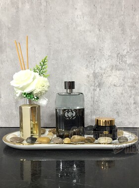 现代轻奢浴室摆件大理石托盘样板间洗漱台洗手台桌面卫生间套装