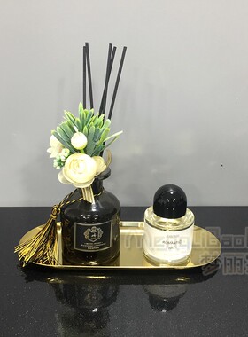 简约样板间金色金属房家居摆件卫浴软装饰品卫生间展厅浴室柜方盘