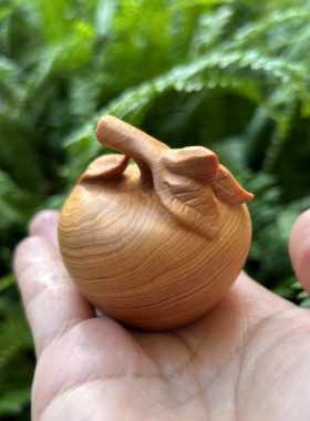天然崖柏实木雕刻苹果手把件圣诞节平安果家居装饰桌面小摆件礼物