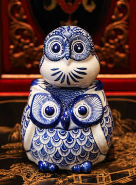 猫头鹰客厅陶瓷饰品本尼家新中式