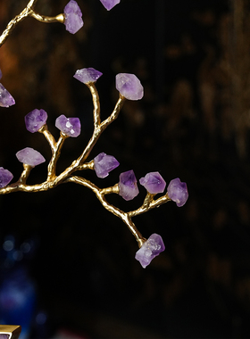 【本尼家】HY103新中式装饰紫晶花瓶树客厅桌面饰品玄关摆件