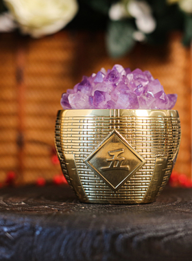 【本尼家】HY06黄铜五谷丰登水晶钵高档家居入宅乔迁玄关摆件