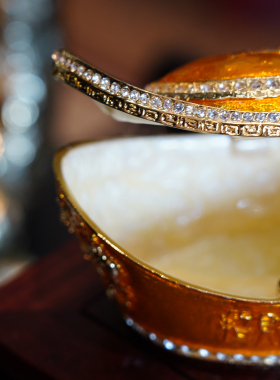 【本尼家】FLC1珐琅彩手工艺合金元宝首饰盒创意桌面装饰玄关摆件