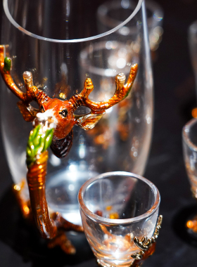 【本尼家】JN12创意高颜一路有你白酒具九件套珐琅彩工艺装饰摆件