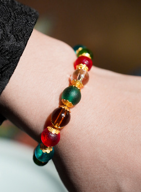 【本尼家】LL91古法琉璃-七彩琉璃手链创意中式饰品