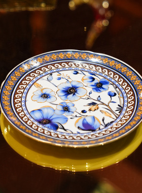 【本尼家】新中式青花咖啡杯骨瓷杯碟套装家用下午茶茶桌装饰