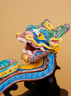【本尼家】非遗手工彩釉交趾陶大龙如意陶瓷艺术桌面玄关摆件